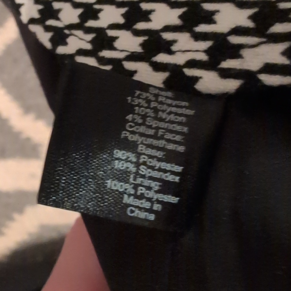 Lane Bryant Bryant Blazer Houndstooth Faux Black Leather Collar - Women's 14 - Picture 7 of 7